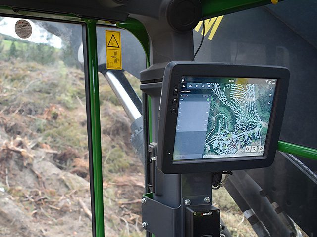 Vista del monitor TimberRite H-16 para la cabina